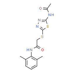 ChemSpider 2D Image | 2-[(5-Acetamido-1,3,4-thiadiazol-2-yl)sulfanyl]-N-(2,6-dimethylphenyl)acetamide | C14H16N4O2S2