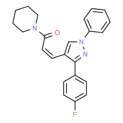 ChemSpider 2D Image | (2Z)-3-[3-(4-Fluorophenyl)-1-phenyl-1H-pyrazol-4-yl]-1-(1-piperidinyl)-2-propen-1-one | C23H22FN3O