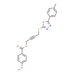 ChemSpider 2D Image | 4-{[5-(4-Methylphenyl)-1,3,4-oxadiazol-2-yl]sulfanyl}-2-butyn-1-yl 4-methoxybenzoate | C21H18N2O4S