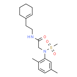 ChemSpider 2D Image | N-[2-(1-Cyclohexen-1-yl)ethyl]-N~2~-(2,5-dimethylphenyl)-N~2~-(methylsulfonyl)glycinamide | C19H28N2O3S