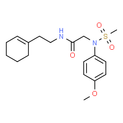 ChemSpider 2D Image | N-[2-(1-Cyclohexen-1-yl)ethyl]-N~2~-(4-methoxyphenyl)-N~2~-(methylsulfonyl)glycinamide | C18H26N2O4S