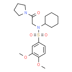 ChemSpider 2D Image | N-Cyclohexyl-3,4-dimethoxy-N-[2-oxo-2-(1-pyrrolidinyl)ethyl]benzenesulfonamide | C20H30N2O5S