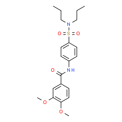 ChemSpider 2D Image | N-[4-(Dipropylsulfamoyl)phenyl]-3,4-dimethoxybenzamide | C21H28N2O5S