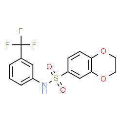 ChemSpider 2D Image | N-[3-(Trifluoromethyl)phenyl]-2,3-dihydro-1,4-benzodioxine-6-sulfonamide | C15H12F3NO4S