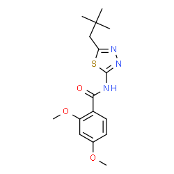 ChemSpider 2D Image | N-[5-(2,2-Dimethylpropyl)-1,3,4-thiadiazol-2-yl]-2,4-dimethoxybenzamide | C16H21N3O3S