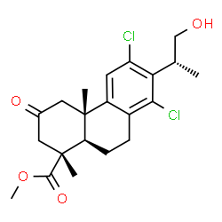 ChemSpider 2D Image | Methyl (15R)-12,14-dichloro-16-hydroxy-2-oxoabieta-8(14),9(11),12-trien-18-oate | C21H26Cl2O4