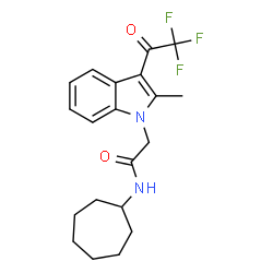ChemSpider 2D Image | N-Cycloheptyl-2-[2-methyl-3-(trifluoroacetyl)-1H-indol-1-yl]acetamide | C20H23F3N2O2