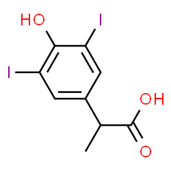 ChemSpider 2D Image | 2-(4-Hydroxy-3,5-diiodophenyl)propanoic acid | C9H8I2O3