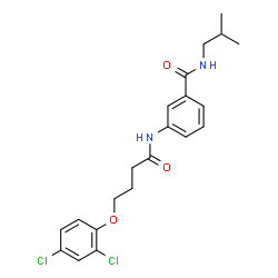 ChemSpider 2D Image | 3-{[4-(2,4-Dichlorophenoxy)butanoyl]amino}-N-isobutylbenzamide | C21H24Cl2N2O3