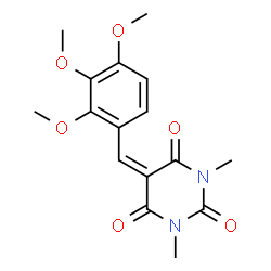 ChemSpider 2D Image | 1,3-Dimethyl-5-(2,3,4-trimethoxybenzylidene)-2,4,6(1H,3H,5H)-pyrimidinetrione | C16H18N2O6
