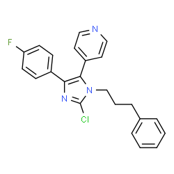 ChemSpider 2D Image | 4-[2-Chloro-4-(4-fluorophenyl)-1-(3-phenylpropyl)-1H-imidazol-5-yl]pyridine | C23H19ClFN3