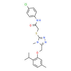 ChemSpider 2D Image | N-(4-Chlorophenyl)-2-({5-[(2-isopropyl-5-methylphenoxy)methyl]-4-methyl-4H-1,2,4-triazol-3-yl}sulfanyl)acetamide | C22H25ClN4O2S