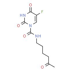 ChemSpider 2D Image | 5-Fluoro-2,4-dioxo-N-(5-oxohexyl)-3,4-dihydro-1(2H)-pyrimidinecarboxamide | C11H14FN3O4