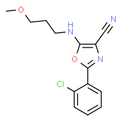 ChemSpider 2D Image | 2-(2-Chlorophenyl)-5-[(3-methoxypropyl)amino]-1,3-oxazole-4-carbonitrile | C14H14ClN3O2