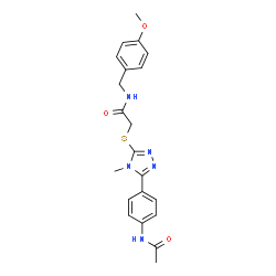 ChemSpider 2D Image | 2-{[5-(4-Acetamidophenyl)-4-methyl-4H-1,2,4-triazol-3-yl]sulfanyl}-N-(4-methoxybenzyl)acetamide | C21H23N5O3S