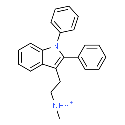 ChemSpider 2D Image | 2-(1,2-Diphenyl-1H-indol-3-yl)-N-methylethanaminium | C23H23N2