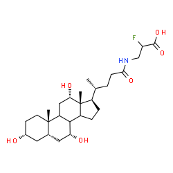 ChemSpider 2D Image | 2-Fluoro-3-{[(3alpha,5beta,7alpha,8xi,9xi,12alpha,14xi)-3,7,12-trihydroxy-24-oxocholan-24-yl]amino}propanoic acid | C27H44FNO6