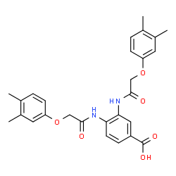 ChemSpider 2D Image | 3,4-Bis{[(3,4-dimethylphenoxy)acetyl]amino}benzoic acid | C27H28N2O6