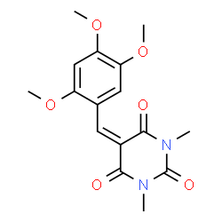 ChemSpider 2D Image | 1,3-Dimethyl-5-(2,4,5-trimethoxybenzylidene)-2,4,6(1H,3H,5H)-pyrimidinetrione | C16H18N2O6