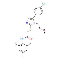 ChemSpider 2D Image | 2-{[5-(4-Chlorophenyl)-4-(2-methoxyethyl)-4H-1,2,4-triazol-3-yl]sulfanyl}-N-mesitylacetamide | C22H25ClN4O2S