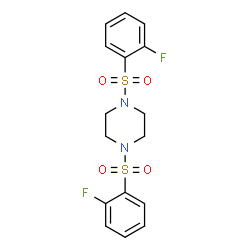 ChemSpider 2D Image | 1,4-Bis[(2-fluorophenyl)sulfonyl]piperazine | C16H16F2N2O4S2