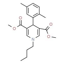 ChemSpider 2D Image | Dimethyl 1-butyl-4-(2,5-dimethylphenyl)-1,4-dihydro-3,5-pyridinedicarboxylate | C21H27NO4