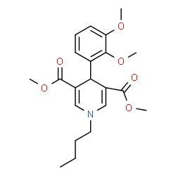 ChemSpider 2D Image | Dimethyl 1-butyl-4-(2,3-dimethoxyphenyl)-1,4-dihydro-3,5-pyridinedicarboxylate | C21H27NO6