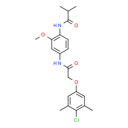 ChemSpider 2D Image | N-(4-{[(4-Chloro-3,5-dimethylphenoxy)acetyl]amino}-2-methoxyphenyl)-2-methylpropanamide | C21H25ClN2O4