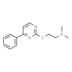 ChemSpider 2D Image | N,N-Dimethyl-2-[(4-phenyl-2-pyrimidinyl)sulfanyl]ethanamine | C14H17N3S