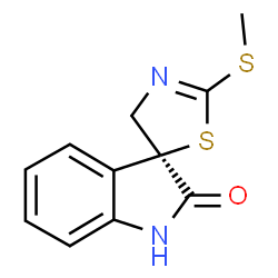 ChemSpider 2D Image | (3S)-2'-(Methylsulfanyl)-4'H-spiro[indole-3,5'-[1,3]thiazol]-2(1H)-one | C11H10N2OS2