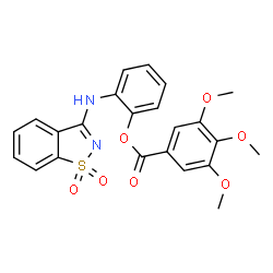 ChemSpider 2D Image | 2-[(1,1-Dioxido-1,2-benzothiazol-3-yl)amino]phenyl 3,4,5-trimethoxybenzoate | C23H20N2O7S