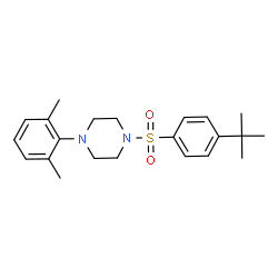 ChemSpider 2D Image | 1-(2,6-Dimethylphenyl)-4-{[4-(2-methyl-2-propanyl)phenyl]sulfonyl}piperazine | C22H30N2O2S