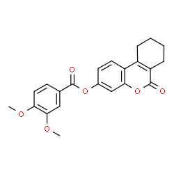 ChemSpider 2D Image | 6-Oxo-7,8,9,10-tetrahydro-6H-benzo[c]chromen-3-yl 3,4-dimethoxybenzoate | C22H20O6