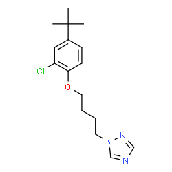 ChemSpider 2D Image | 1-{4-[2-Chloro-4-(2-methyl-2-propanyl)phenoxy]butyl}-1H-1,2,4-triazole | C16H22ClN3O