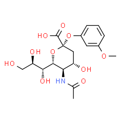 ChemSpider 2D Image | 3-Methoxyphenyl (6R)-5-acetamido-3,5-dideoxy-6-[(1R,2R)-1,2,3-trihydroxypropyl]-beta-L-threo-hex-2-ulopyranosidonic acid | C18H25NO10