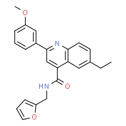 ChemSpider 2D Image | 6-Ethyl-N-(2-furylmethyl)-2-(3-methoxyphenyl)-4-quinolinecarboxamide | C24H22N2O3