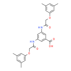 ChemSpider 2D Image | 3,5-Bis{[(3,5-dimethylphenoxy)acetyl]amino}benzoic acid | C27H28N2O6