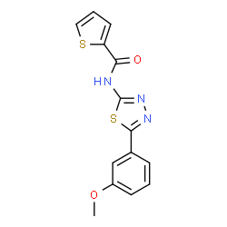 ChemSpider 2D Image | N-[5-(3-Methoxyphenyl)-1,3,4-thiadiazol-2-yl]-2-thiophenecarboxamide | C14H11N3O2S2