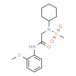 ChemSpider 2D Image | N~2~-Cyclohexyl-N-[2-(methylsulfanyl)phenyl]-N~2~-(methylsulfonyl)glycinamide | C16H24N2O3S2