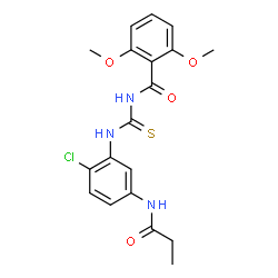 ChemSpider 2D Image | N-{[2-Chloro-5-(propionylamino)phenyl]carbamothioyl}-2,6-dimethoxybenzamide | C19H20ClN3O4S