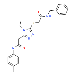 ChemSpider 2D Image | 2-(5-{[2-(Benzylamino)-2-oxoethyl]sulfanyl}-4-ethyl-4H-1,2,4-triazol-3-yl)-N-(4-methylphenyl)acetamide | C22H25N5O2S