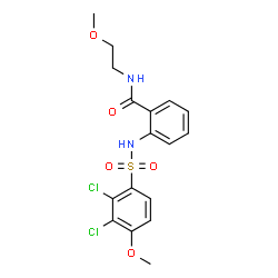 ChemSpider 2D Image | 2-[[(2,3-Dichloro-4-methoxyphenyl)sulfonyl]amino]-N-(2-methoxyethyl)benzamide | C17H18Cl2N2O5S