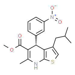 ChemSpider 2D Image | Methyl (4S)-3-isobutyl-6-methyl-4-(3-nitrophenyl)-4,7-dihydrothieno[2,3-b]pyridine-5-carboxylate | C20H22N2O4S