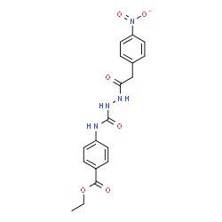 ChemSpider 2D Image | Ethyl 4-[({2-[(4-nitrophenyl)acetyl]hydrazino}carbonyl)amino]benzoate | C18H18N4O6