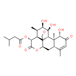 ChemSpider 2D Image | (1beta,8xi,11beta,12alpha,15beta)-1,11,12-Trihydroxy-2,16-dioxo-11,20-epoxypicras-3-en-15-yl 3-methylbutanoate | C25H34O9