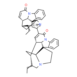 ChemSpider 2D Image | (12S,12'S,13R,13'R,19S,19'S,21S,21'S)-14,14'-Diethylidene-10,17'-bi(8,16-diazahexacyclo[11.5.2.1~1,8~.0~2,7~.0~12,21~.0~16,19~]henicosane)-2,2',4,4',6,6',10,10'-octaene-9,9'-dione | C42H42N4O2