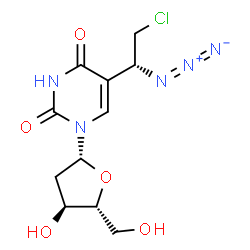 ChemSpider 2D Image | 5-[(1R)-1-Azido-2-chloroethyl]-2'-deoxyuridine | C11H14ClN5O5