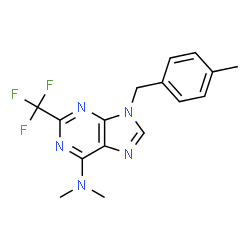ChemSpider 2D Image | 9H-purine, 6-(dimethylamino)-9-(4-methylbenzyl)-2-(trifluoromethyl)- | C16H16F3N5