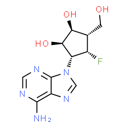 ChemSpider 2D Image | (1S,2R,3R,4S,5S)-3-(6-Amino-9H-purin-9-yl)-4-fluoro-5-(hydroxymethyl)-1,2-cyclopentanediol | C11H14FN5O3