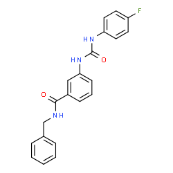 ChemSpider 2D Image | N-Benzyl-3-{[(4-fluorophenyl)carbamoyl]amino}benzamide | C21H18FN3O2